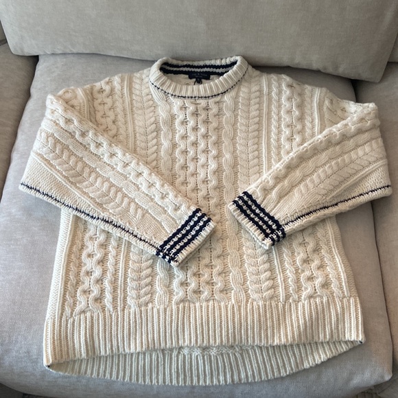 NWT ivory/navy RAG & BONE Brighton Aran sweater - Picture 8 of 10